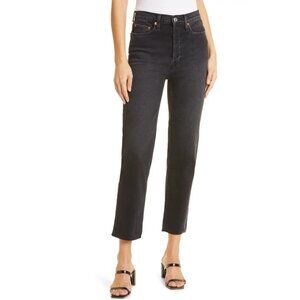 RE/DONE Comfort Stretch 70’s Stovepipe Jean in Washed Noir Black Size 28